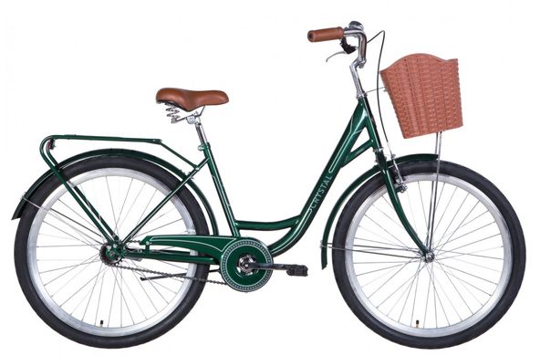 Велосипед ST 26" Dorozhnik CRYSTAL рама-17" темно-зеленый с серым с багажником зад St,