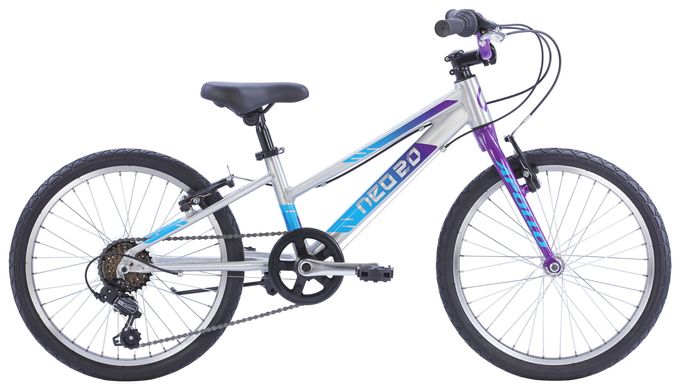 Велосипед 20" Apollo NEO 6s girls Brushed Alloy / Purple / Blue Fade, Черный