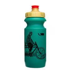 Фляга 0,6 Green Cycle DUDES on bike с большим соском, red nipple/ golden cap/ green bottle