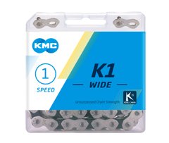 Ланцюг KMC K1-Wide Silver/Black 1 швидкість 110 ланок срібний/чорний + замок