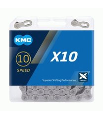 Ланцюг KMC X10 Grey 10 швидкостей 114 ланок сірий + замок
